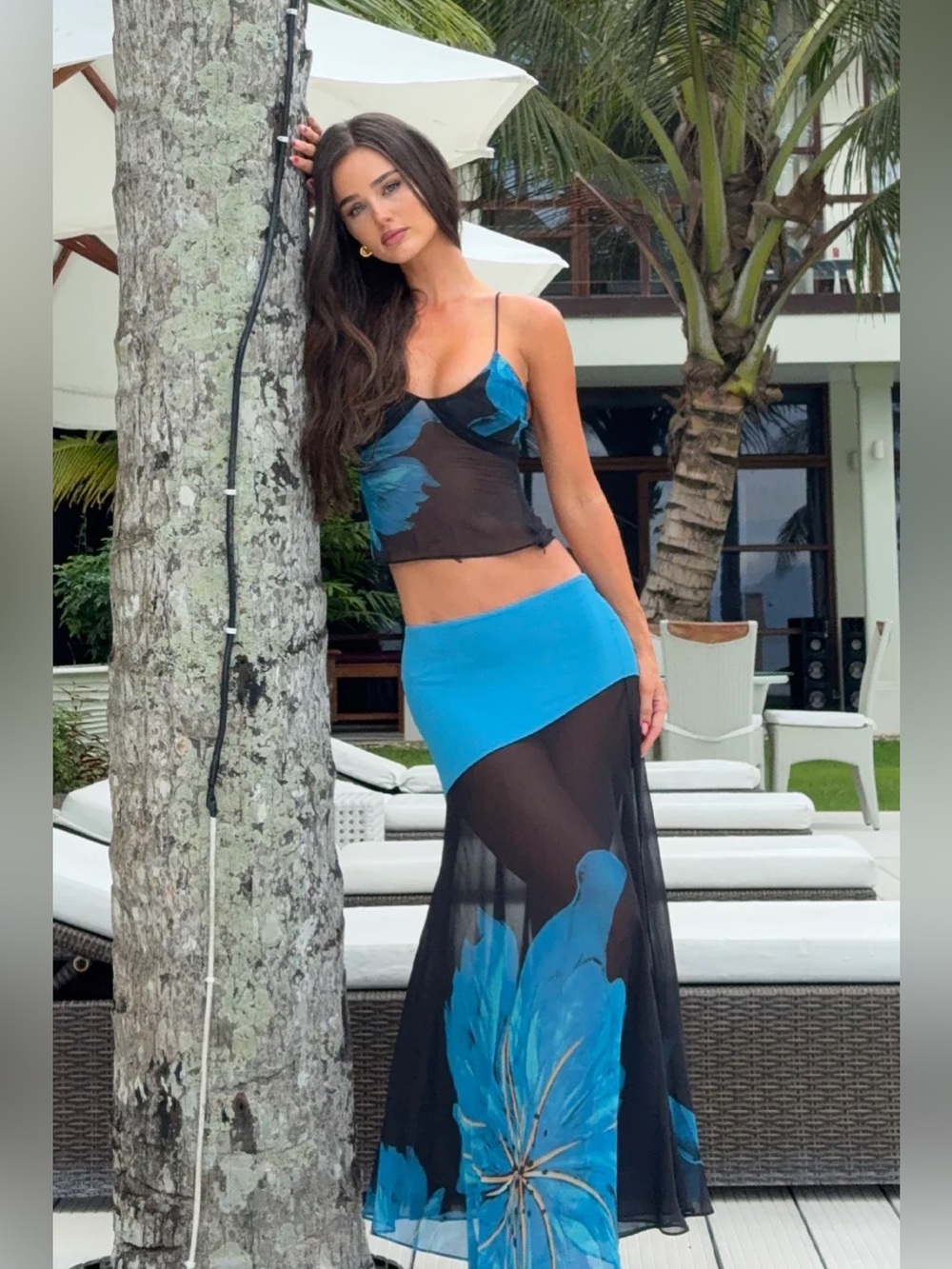 Sasha Therese Raya print top & skirt set - M nwt